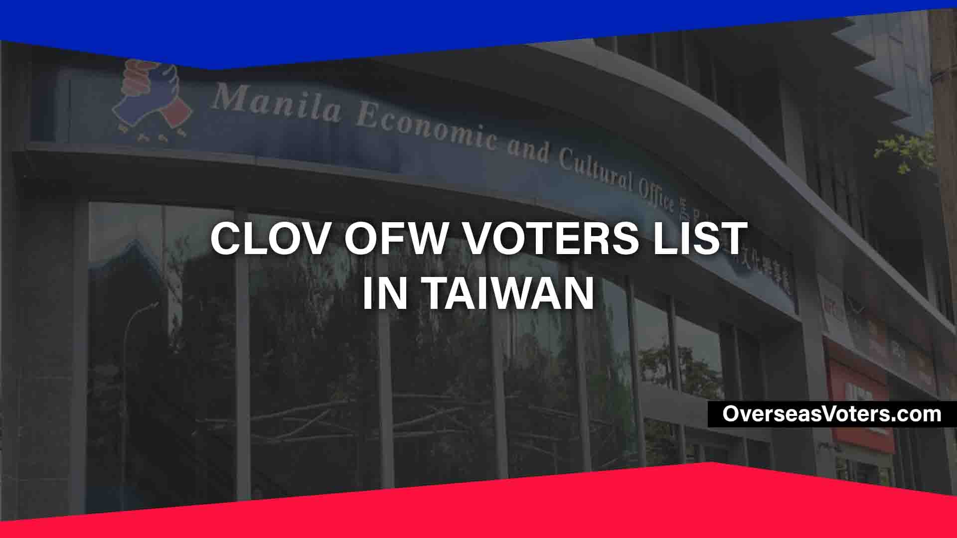 clov ofw filipino voters list in Taiwan